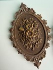Pair Of Collectible Vintage Ornate Brass Oval Wall Plaque - Floral Design  Italy