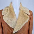 Vintage 1970s Cortefiel Made In Spain Shearling Collar Leather Car Coat  40 m 