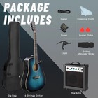 Full-size Blue Acoustic Electric Guitar Starter Package With Amp  Tuner And More