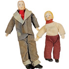 Lot Of 2 Vintage Porcelain Dolls Man   Boy Antique Soft Body Dollhouse Miniature