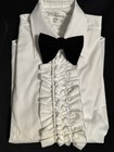 Vtg 70s After Six Mens Tuxedo Ruffled Shirt   Bow Tie Sz Med Formal Prom New