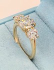 3 05 Ct F Vs1 Lab Grown Round Cut Diamond Three Stone Engagement Ring 14k Gold