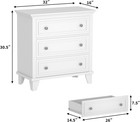 3 Drawer Dresser For Bedroom  White Wood Chest Of Drawers Bedroom Dresser  Rusti