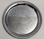 Vintage Irvinware Silver Plate Intricate Patterned Tray With Braided Border 12 