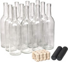 750ml Glass Bordeaux Wine Bottles  Flat-bottom  With Corks   Shrink Capsules  12