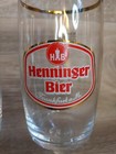 2 Vintage Henninger Bier Pilsner Stemmed Crystal Beer Glasses
