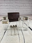 Antique Doctor Apothecary Travel Kit 6 Glass Vials German Silver Caps Leather