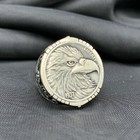 925 Sterling Silver Eagle Head 1937 Liberty Coin Men   s Ring  Hobo Coin Ring