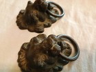Pair Antique Cast Iron Lion Figure Drawer Pulls