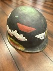 Wwii 1942 M1 Helmet Mccord Front Seam Fixed Bale   1960s Hippie Art