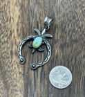 Navajo Handmade Sterling Silver Old Look Sonoran Gold Turquoise Naja Pendant