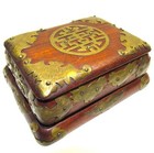Antique 3 Pc Chinese Hongmu Rosewood   Brass Jewelry Box W  Animal Brass Motifs