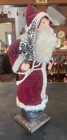 12    German Style Paper Mache Santa Primitive Candy Container Velvet Flocked
