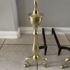 Set Of 2 Vintage Antique Brass  Fireplace Andirons 17 Inches Tall