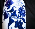 Vintage Chinese Blue And White Porcelain Floral Vase 10  Qianlong Seal Mark