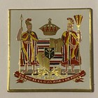 Hawaiian Coat Of Arms Enameled Brass Hawaii Metal Badge Royal Order