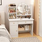 Vanity Makeup Desk Dressing Table With Led Lighted Mirror 2 Drawers Cabinets Set