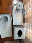 Restoration Hardware Bath Vanity Set Trays Cup Lidded Jar Tissue Box Cover Set 