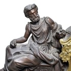 Antique 22  French Table Clock L  Japy Fils Gilt Bronze Statue Ormolu