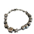 Samuel B Sterling 925 Silver 18k 10 Charm Wheat Chain Bracelet 7 To 8 In -  85