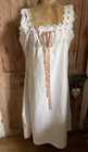 Antique French 1890s Victorian Crisp White Cotton Nightie Chemise Sz L