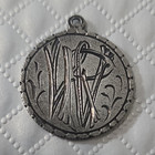 1873 Seated Liberty Dime Love Token Silver Pendant  Ornate Wr Monogram 