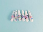Vintage White Japanese Millefiori Teardrop Bead Lot  Lampwork Glass  Tombo Dama