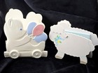 Vintage Nursery Decor Lot Enesco Ftda Usa Bear Balloons Sheep Pastel Wood Decor