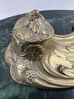 Vintage Brass Inkstand Desk Tray Inkwell Holder 8    Art Nouveau Grapevine