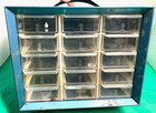 Vintage 15 Drawer Akro-mils Blue Metal Small Parts Storage Organizer Cabinet Bin