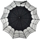 Kreepsville 666 Black Lace Mesh Spiderweb Sun Shade Parasol Folds Up Gothic Nwt