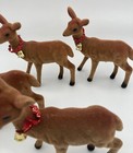 4 Vintage Standing Flocked Deer Winter Christmas Display  Decor