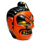 Japanese Clay Bell Dorei Oni Devil Demon Noh Head Pottery Shrine Lucky Charm B22