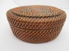 Antique Very Fine Weave Wicker Sewing Basket Box 6 5  W