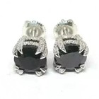 2 00ct Round Cut Simulated Black Diamond Stud Earrings 14k White Gold Plated