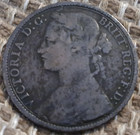 1875 Wide Victorian Bun young Head One Penny Queen Victoria Coin See Pics S 64