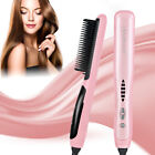 Electric Quick Heated Hair Straightener Comb Ceramic Heating Brush Negative Ion
