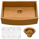 Ruvati 33  Apron-front Farmhouse Copper Tone Mattebronze Kitchen Sink- Rvh9733cp
