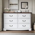 Farmhouse Dresser For Bedroom With 6 Drawer  Wood Vintage Dresser Tv Stand