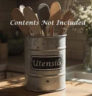 New Primitive Farmhouse Utensils Canister Metal Utensil Holder Rustic 8 hx6 5 d