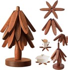 Christmas Tree-shape Wooden Trivet Set  Heat Resistant Pot bowl Holder Household