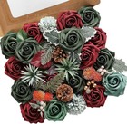 Artificial Christmas Flowers Poinsettia Combo Set  Mix Silk Flowers Fake Roses W