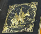 Vintage Damascene Toledo Spain Gold Don Quixote Sancho Panza Engraving Framed