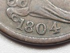 1804 Plain 4 W  Stems Draped Bust Us Half Cent 