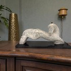 Vintage Modernist Abstract Horse Sculpture Brass Accents Black Marble Base