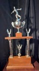 Vintage 1960 s Men s Bowling Trophy   20  Tall  Wood And Metal