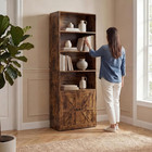 Farmhouse Bookshelf And Bookcase With Doors  Industrial Bookshelves And Bookcase