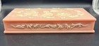 Vintage Large Incolay Stone Jewelry Trinket Box Pink Cats Kittens Lenore Beran