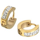 Men s Women s Unisex Stainless Steel Rhinestone Charm Hoop Huggie Earrings 2pcs
