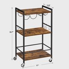 3-tier Rolling Bar Cart With Wine Rack   Glass Holder - Home Serving Cart  Brown